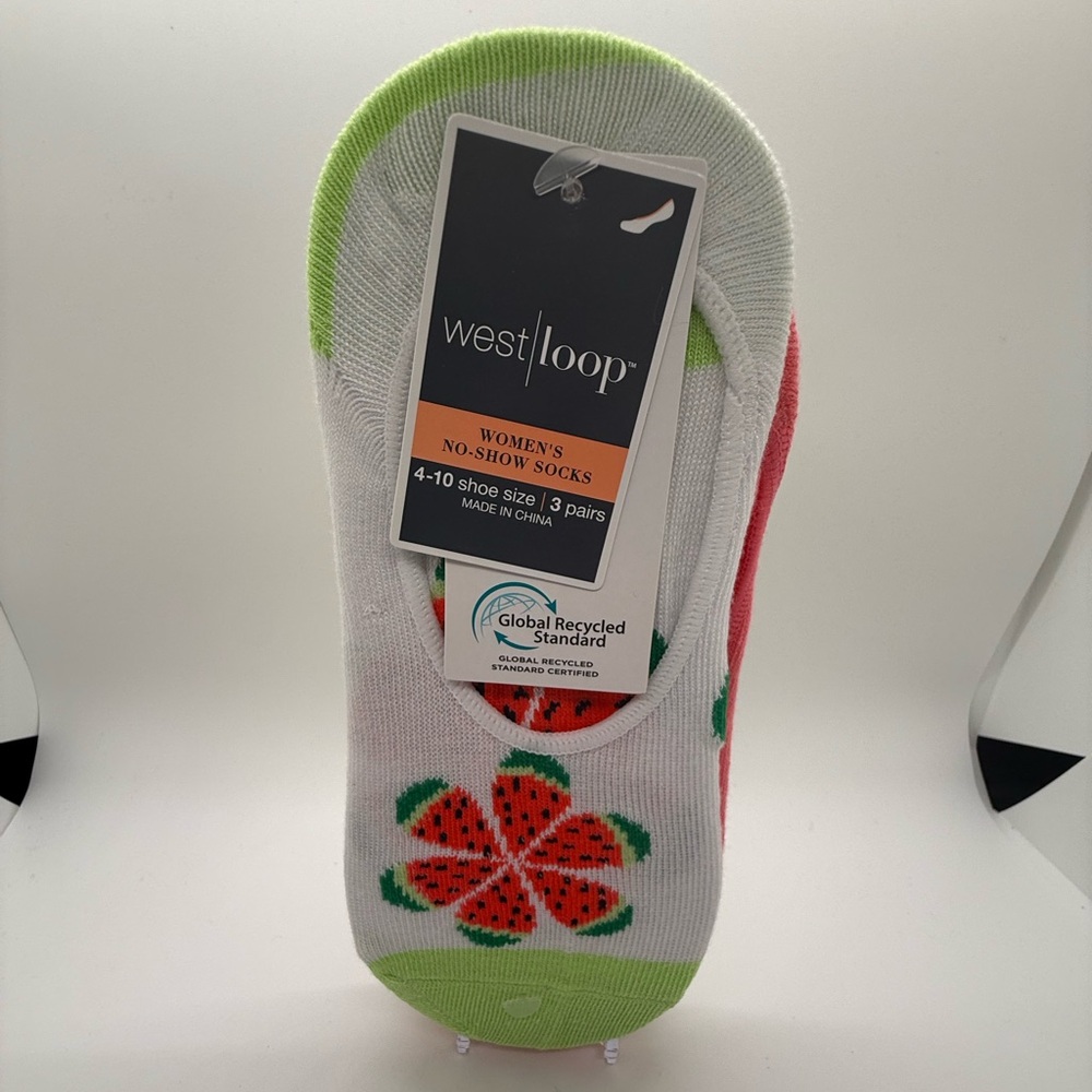West Loop No-Show Socks with Floral Pattern